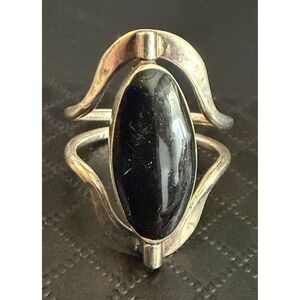 Mexican Silver ATI Spinner Ring Onyx Sterling Silver 925 Ring